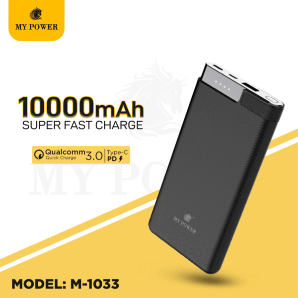 My Power10000mah Bank m1033, 18W Fast Charging PD Power Bank, Premium Design