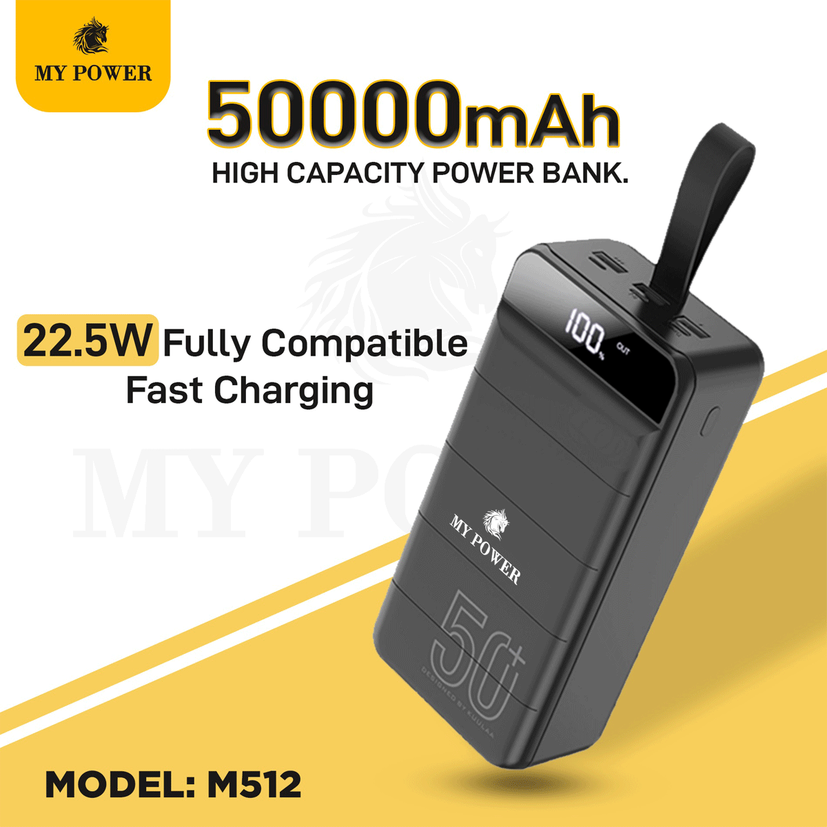 My Power Powerbank 50000mah M512, Mypower QC 3.0 PD 22.5W Fast Charging Power  Bank – OM PATHIVARA TRADING